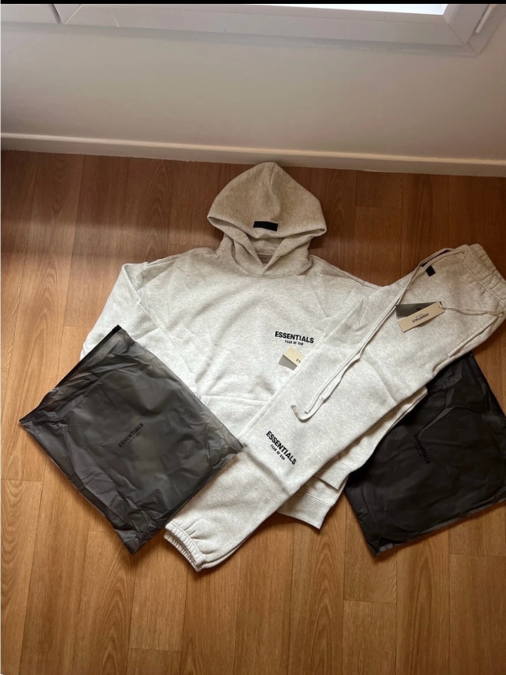 Fear of God ESSENTIALS Light Gray Hoodie & Sweatpants Set